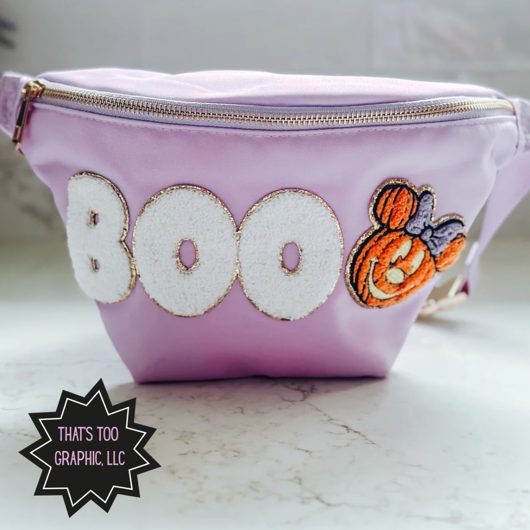 Magical Halloween Minnie Pumpkin SEWN ON PATCH Jumbo Fanny Pack