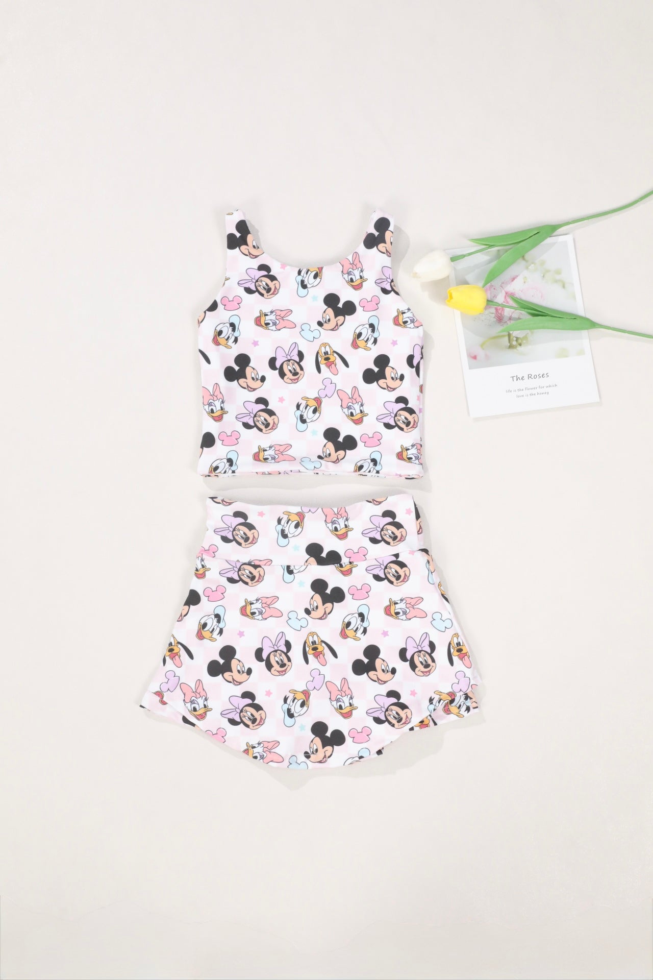 Magical Mouse and Friends Pink Checkered Youth Activewear Set