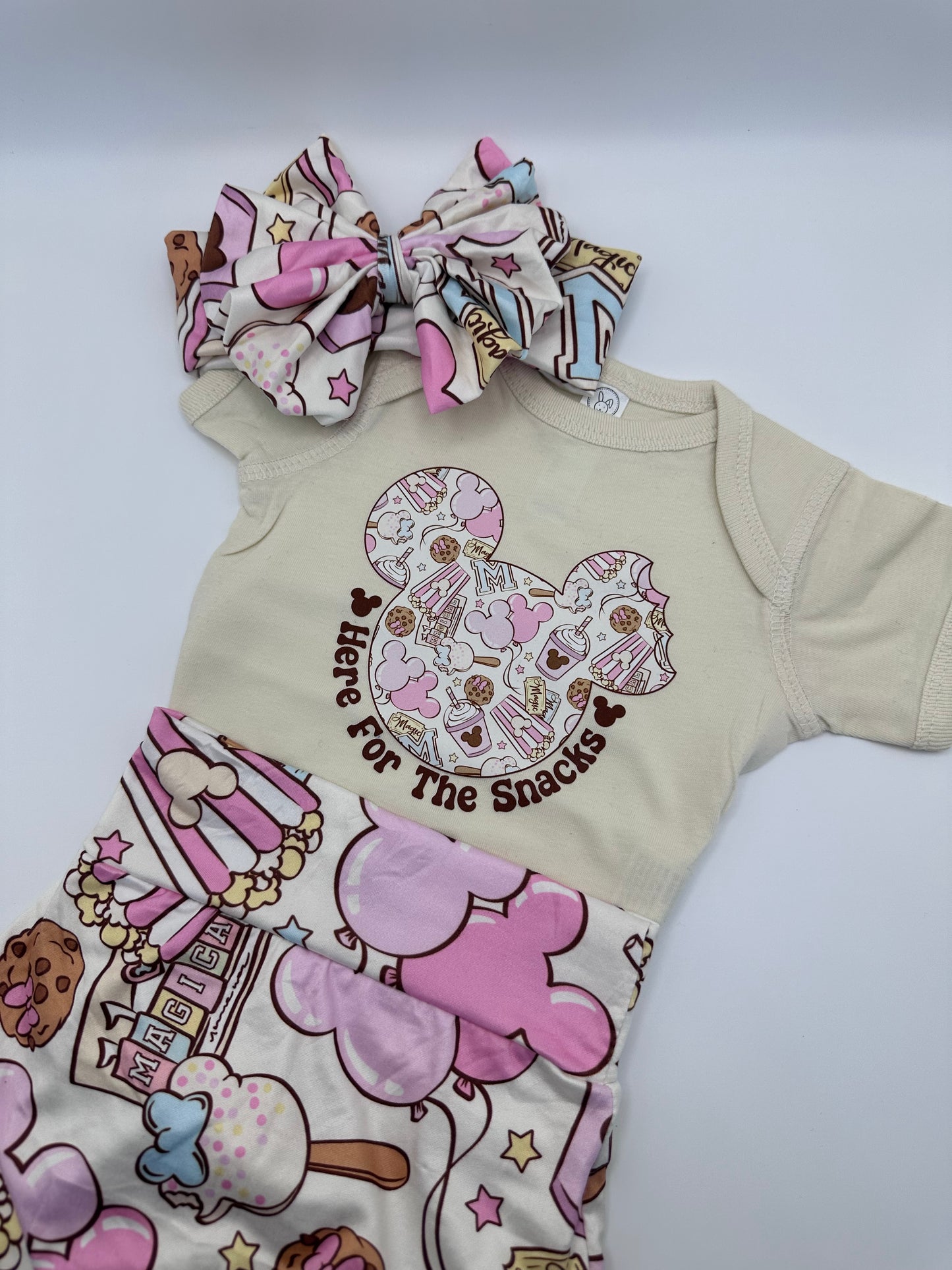 Magical Park Snacks Baby Bummies & Bow Set