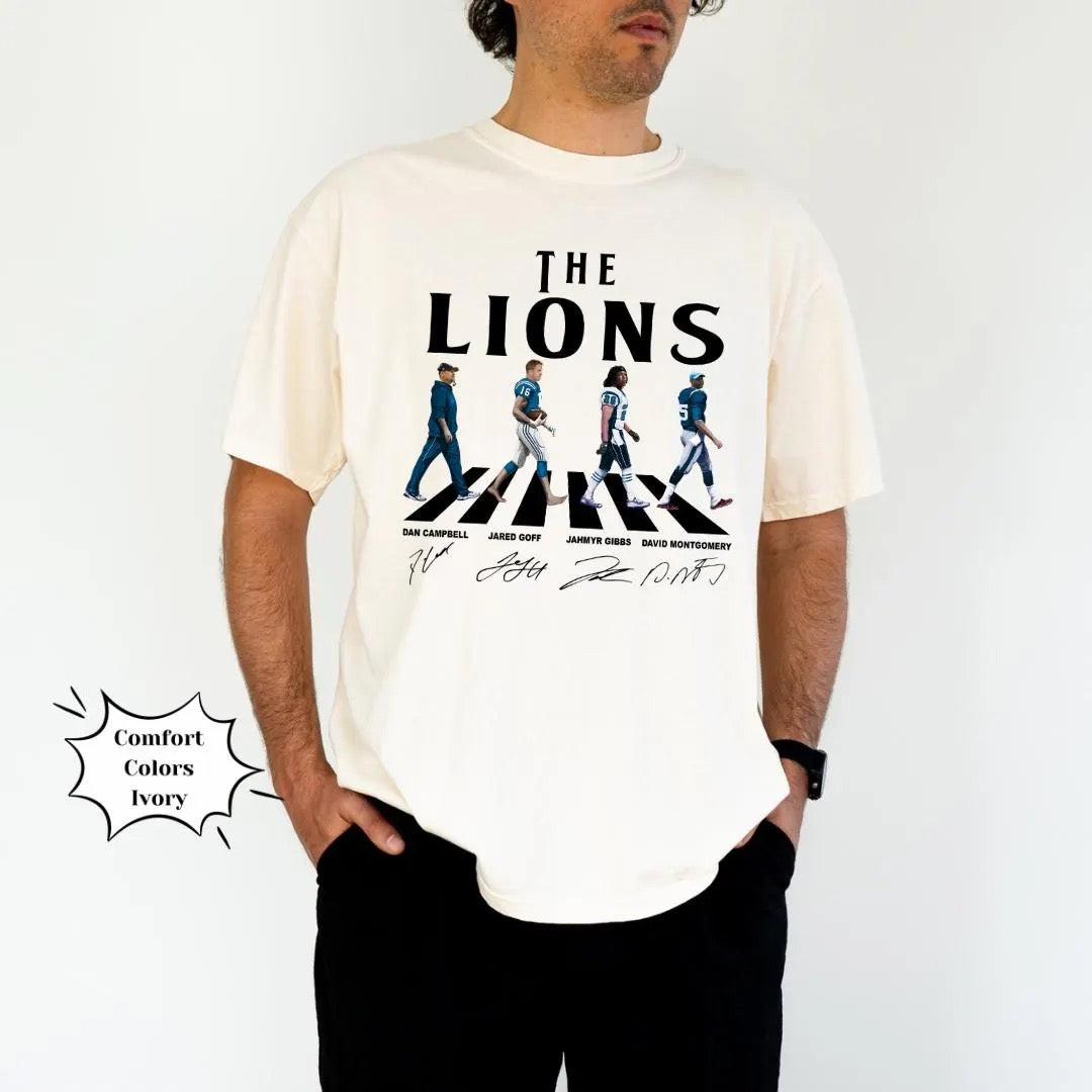 Detroit Lions Abbey Road Lions Walking Shirt | Detroit Lions Football Hoodie