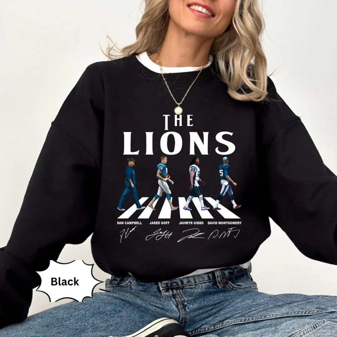 Detroit Lions Abbey Road Lions Walking Shirt | Detroit Lions Football Hoodie