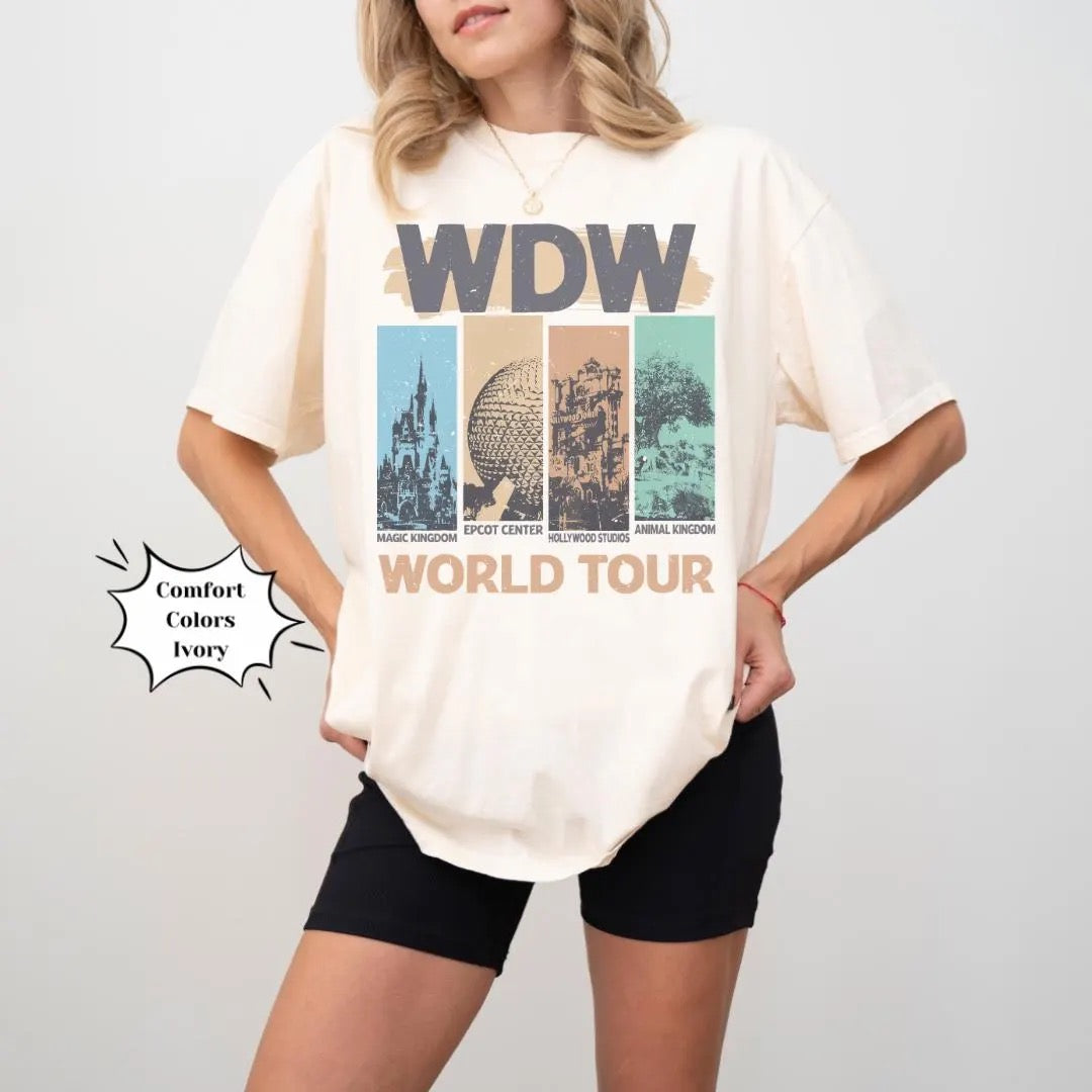 Retro Magical Mouse World Tour Shirt, Comfort Colors, Bella Canvas
