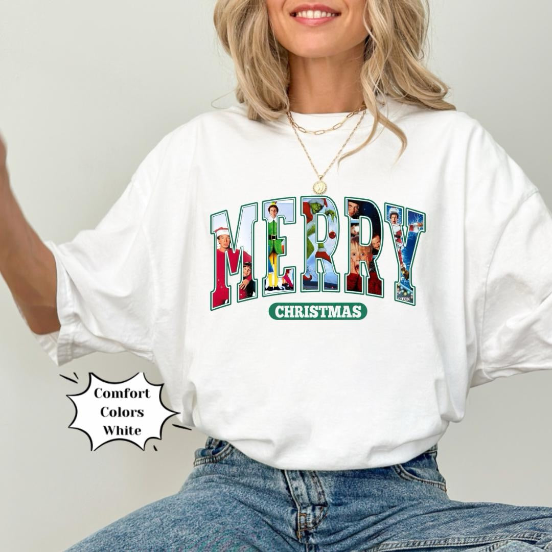 Merry Christmas Movie Characters T-Shirt, Cozy Christmas Sweatshirt, Home Alone, Christmas Vacation Shirt