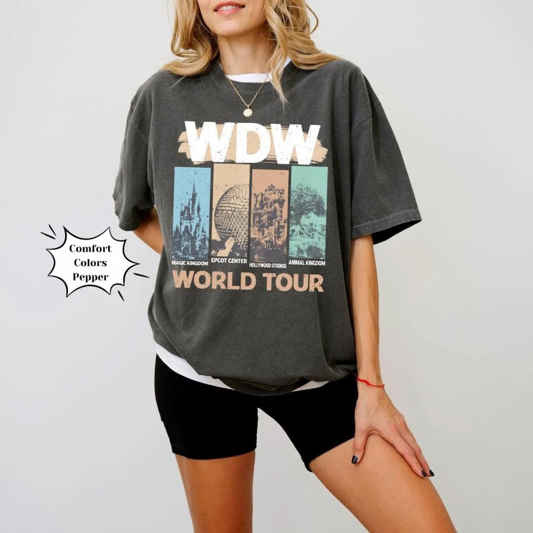 Retro Magical Mouse World Tour Shirt, Comfort Colors, Bella Canvas