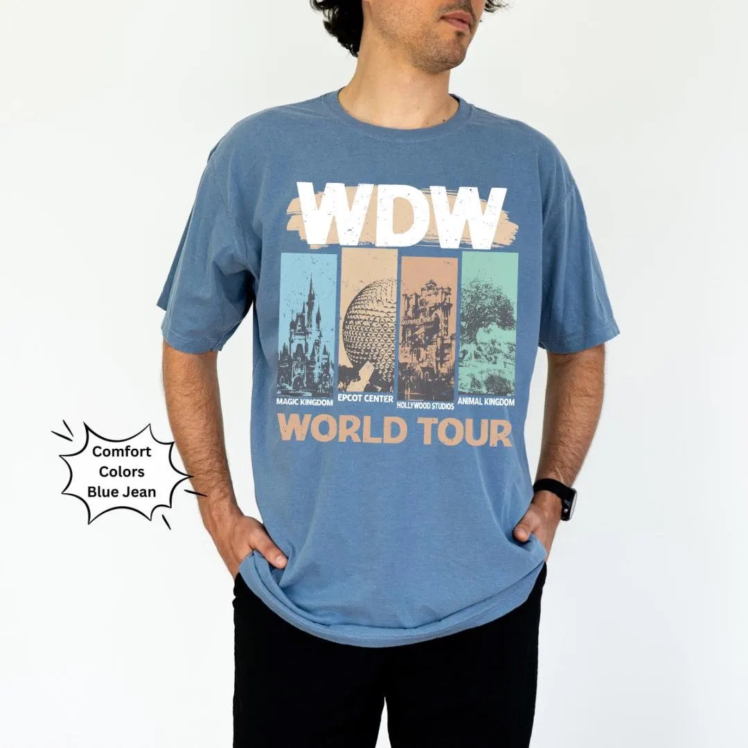 Retro Magical Mouse World Tour Shirt, Comfort Colors, Bella Canvas