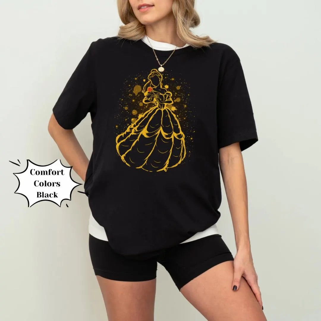 Enchanted Rose Princess Unique Silhouette Shirt, Comfort Colors Shirt, Cropped Baby Tee
