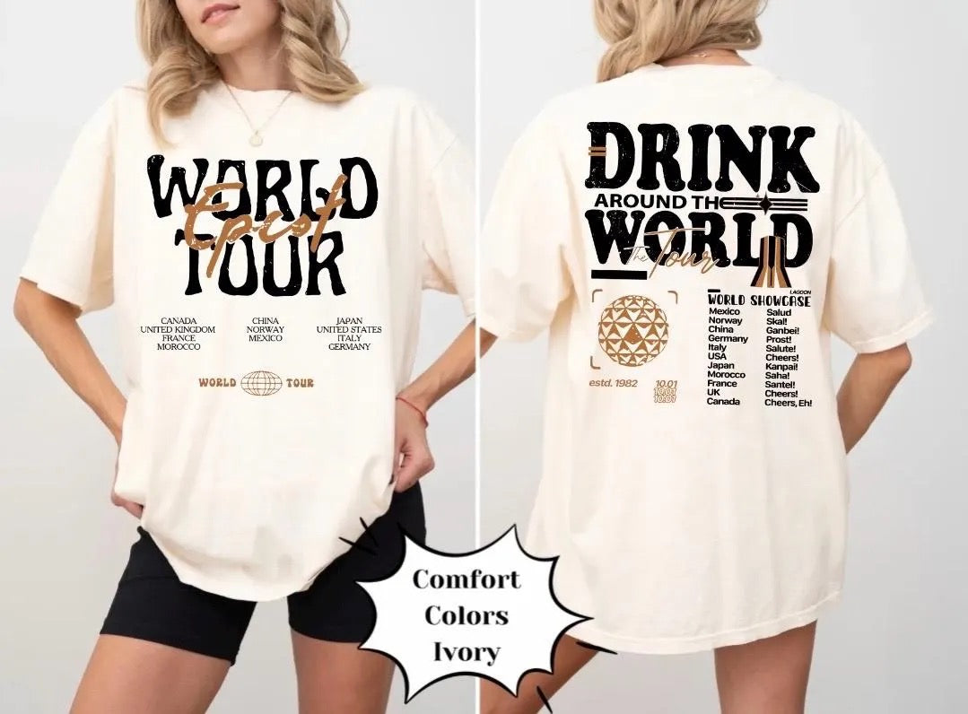 Drink Around The World Theme Park Shirt, Magic Mouse World Tour Shirt, Comfort Colors, Bella Canvas