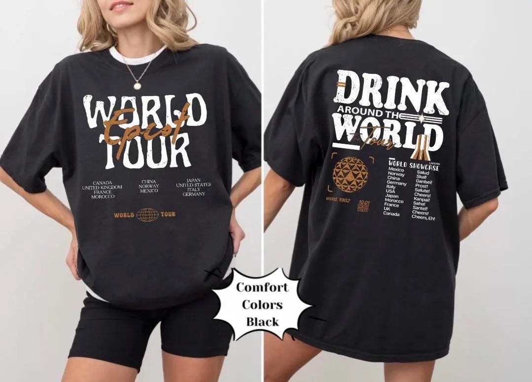 Drink Around The World Theme Park Shirt, Magic Mouse World Tour Shirt, Comfort Colors, Bella Canvas