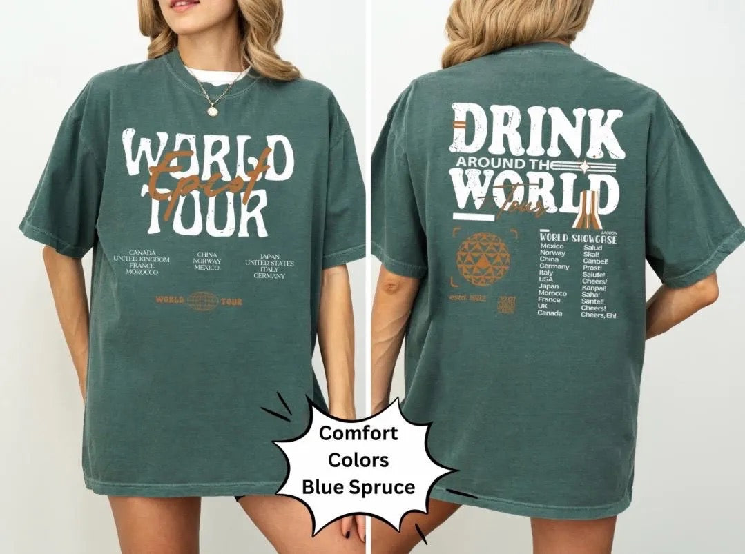 Drink Around The World Theme Park Shirt, Magic Mouse World Tour Shirt, Comfort Colors, Bella Canvas