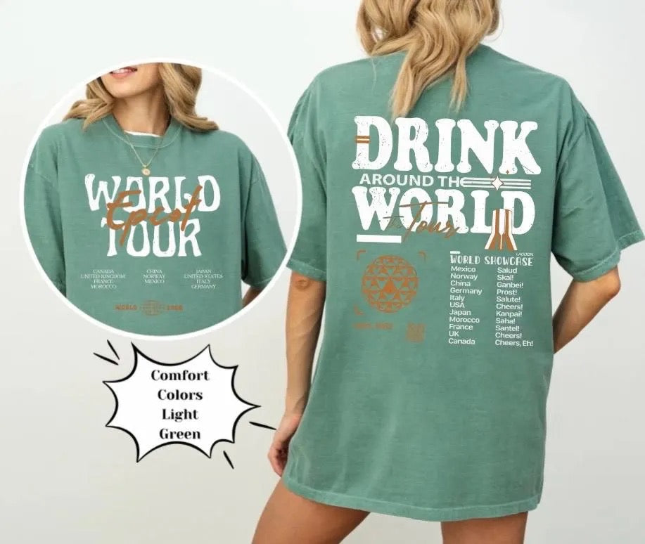 Drink Around The World Theme Park Shirt, Magic Mouse World Tour Shirt, Comfort Colors, Bella Canvas