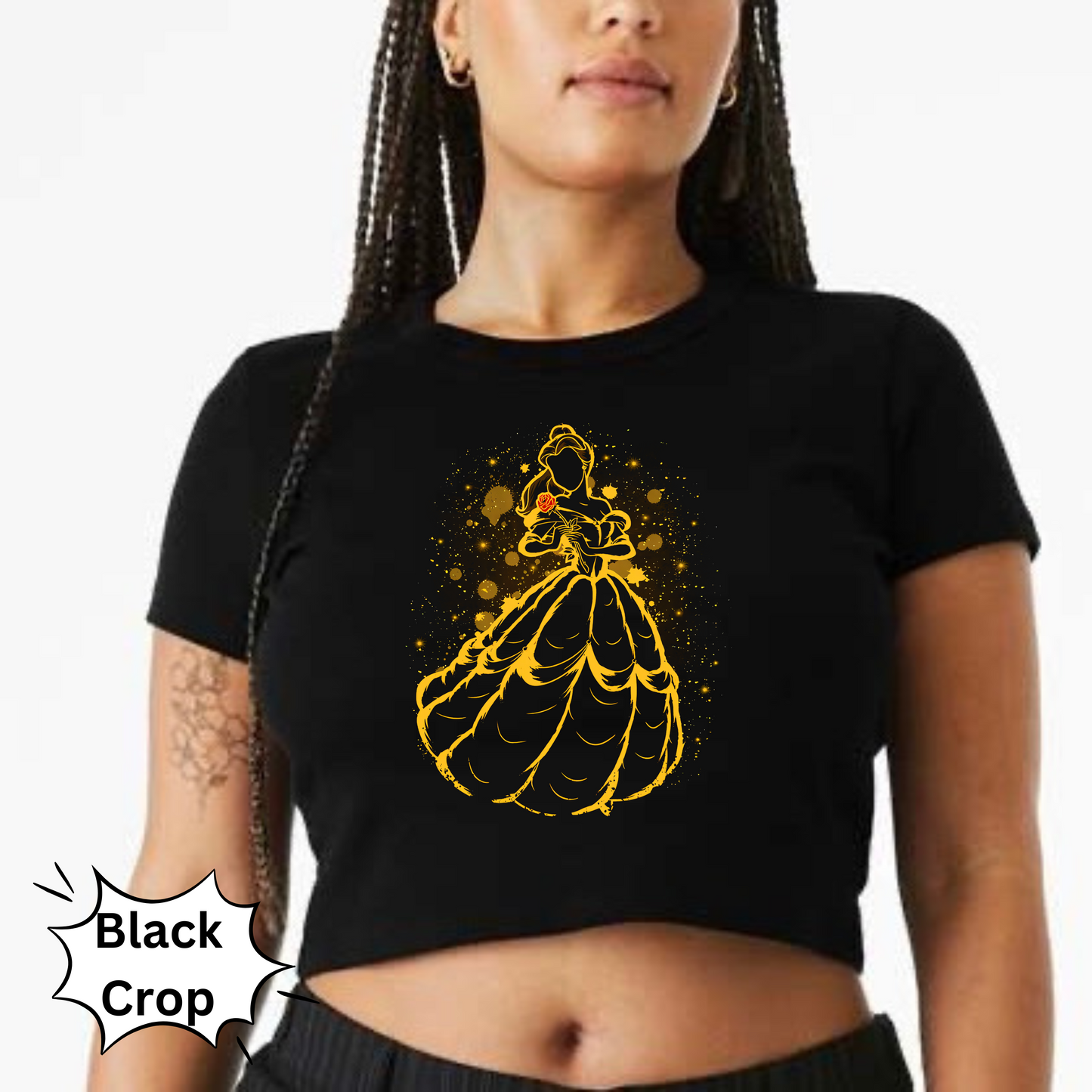 Enchanted Rose Princess Unique Silhouette Shirt, Comfort Colors Shirt, Cropped Baby Tee