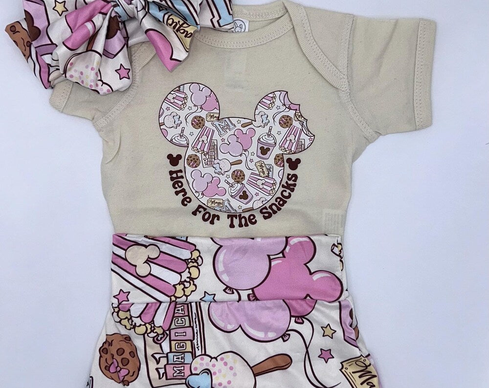 Magical Park Snacks Baby Bummies & Bow Set