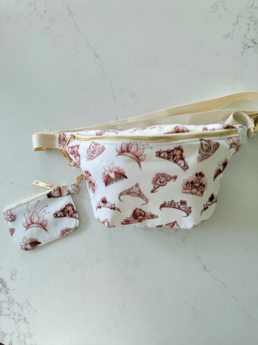 Magical Princess Crowns Neutral Jumbo Fanny Pack & Keychain Wallet