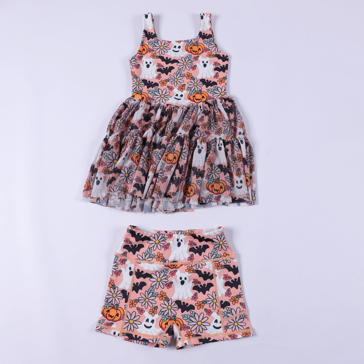 PREORDER Magical Bloom & Boo Halloween Mesh Tutu Athletic Dress *SHIPS LATE JULY*