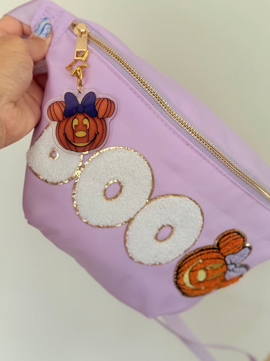 Magical Halloween Minnie Pumpkin SEWN ON PATCH Jumbo Fanny Pack