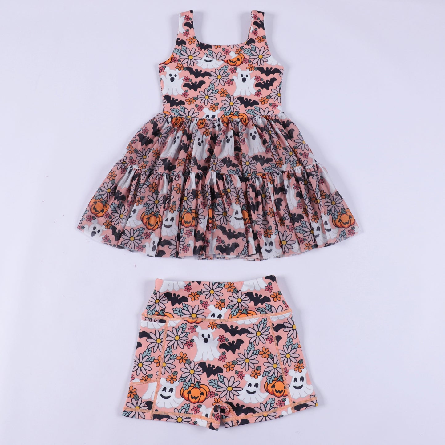 PREORDER Magical Bloom & Boo Halloween Mesh Tutu Athletic Dress *SHIPS LATE JULY*