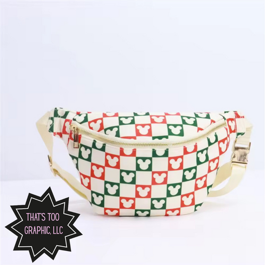 Magical Mouse Christmas Check Jumbo Fanny Pack