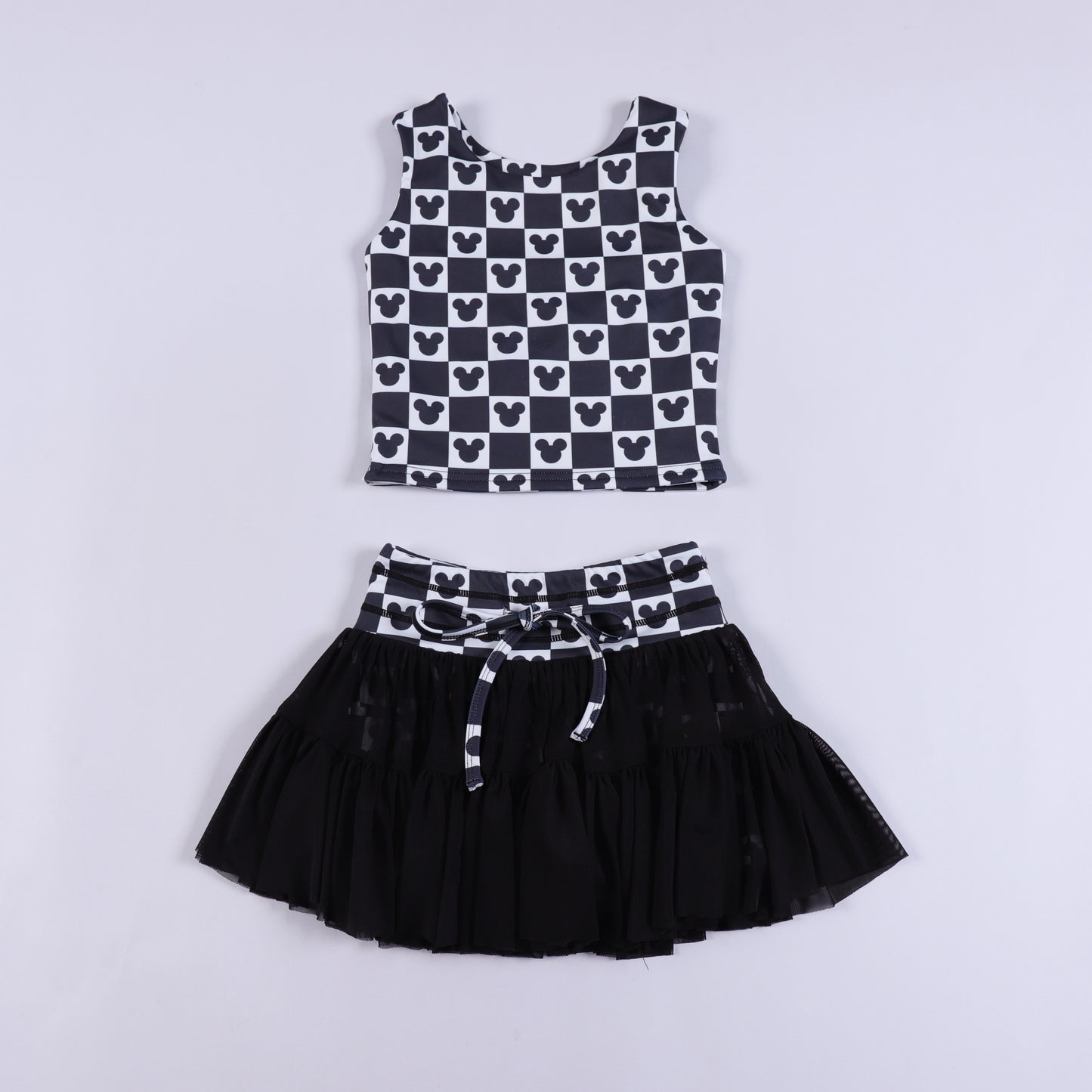 Magical Mouse Checker Girls Mesh Tutu Athletic Set
