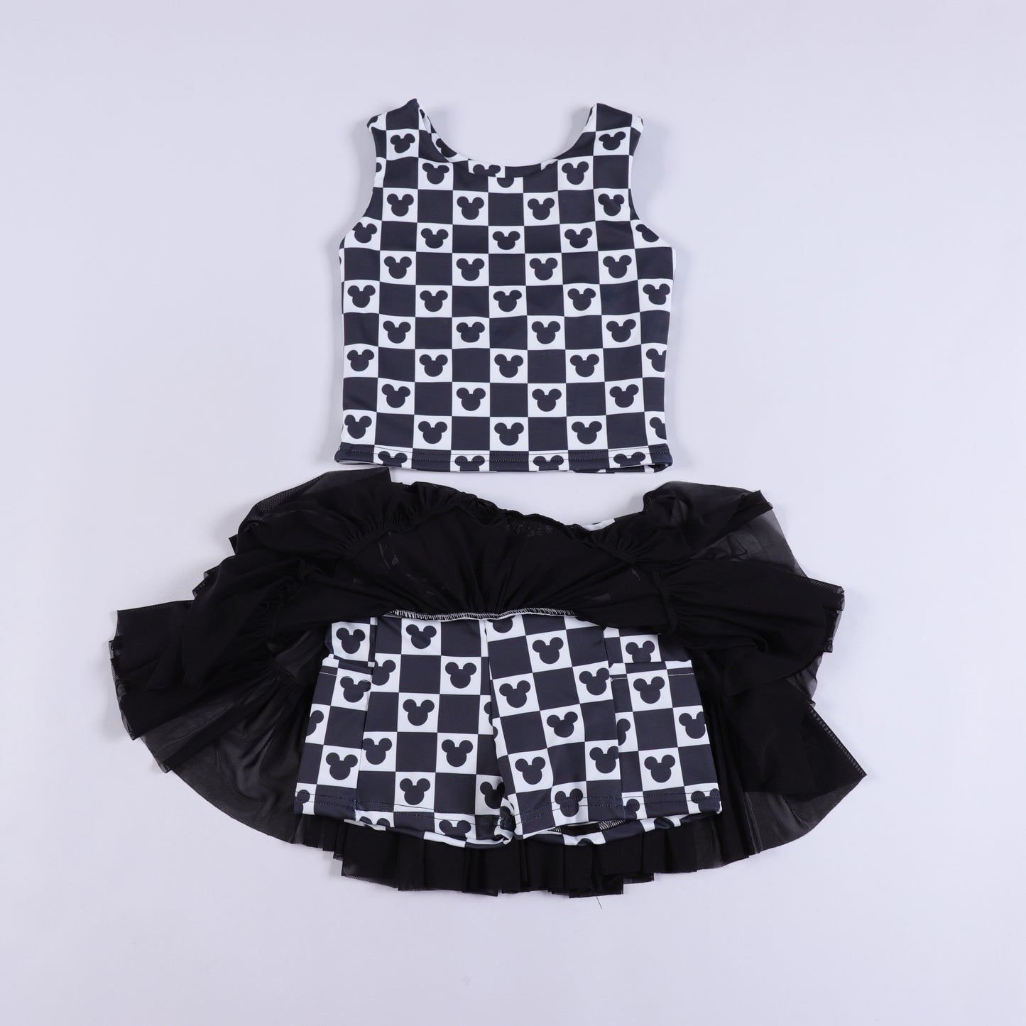 Magical Mouse Checker Girls Mesh Tutu Athletic Set