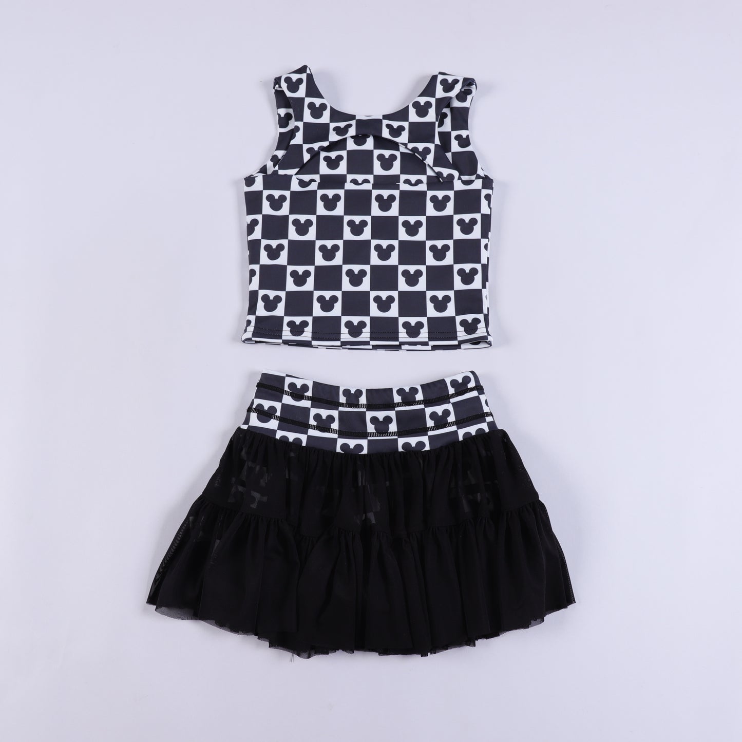 Magical Mouse Checker Girls Mesh Tutu Athletic Set
