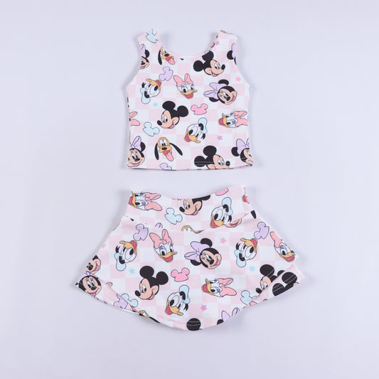 Magical Mouse and Friends Pink Checkered Youth Activewear Set
