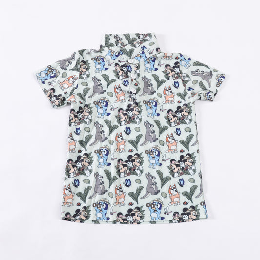 READY TO SHIP Magical Mouse & Blue Dog Boys Dry Fit Polo Shirt