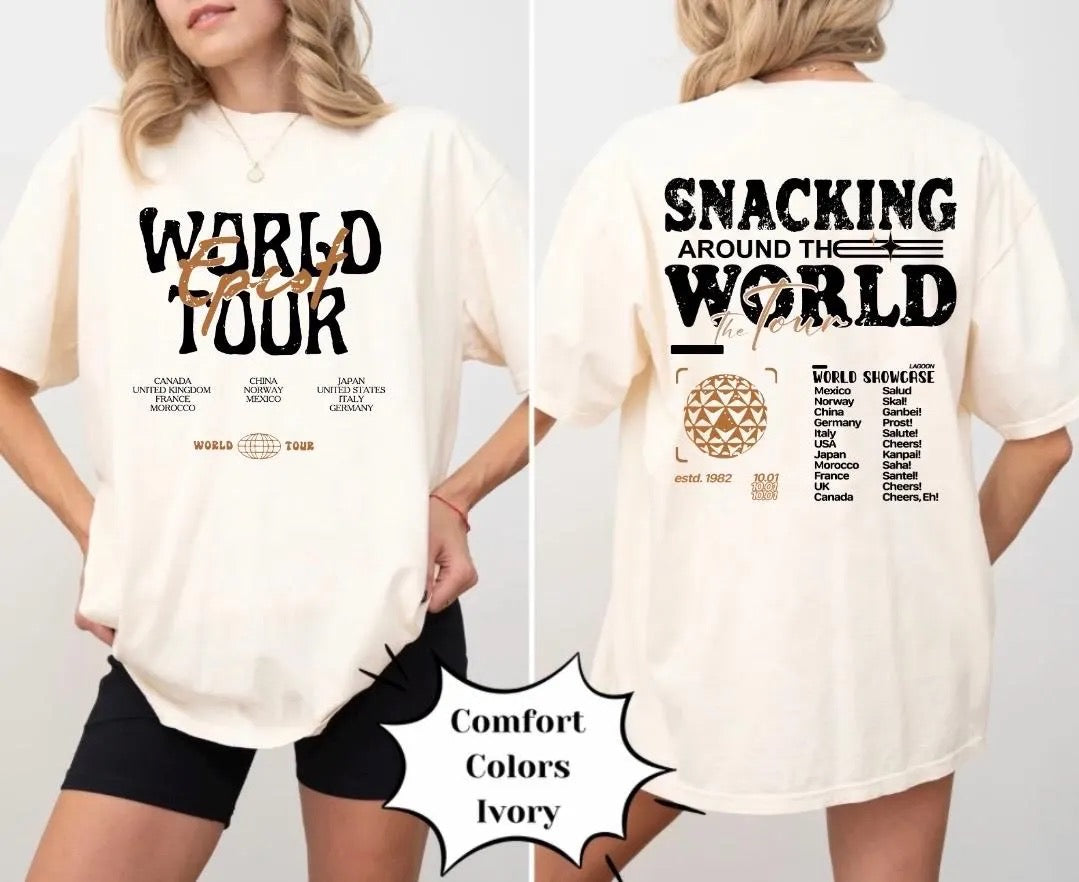 Snack Around Snack The World Theme Park Shirt, Magic Mouse World Tour Shirt, Comfort Colors, Bella Canvas