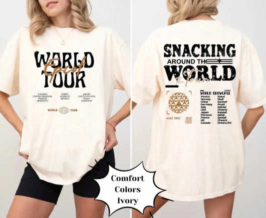 Snack Around Snack The World Theme Park Shirt, Magic Mouse World Tour Shirt, Comfort Colors, Bella Canvas