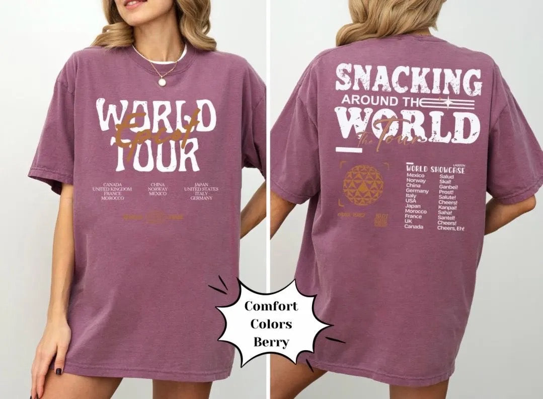 Snack Around Snack The World Theme Park Shirt, Magic Mouse World Tour Shirt, Comfort Colors, Bella Canvas