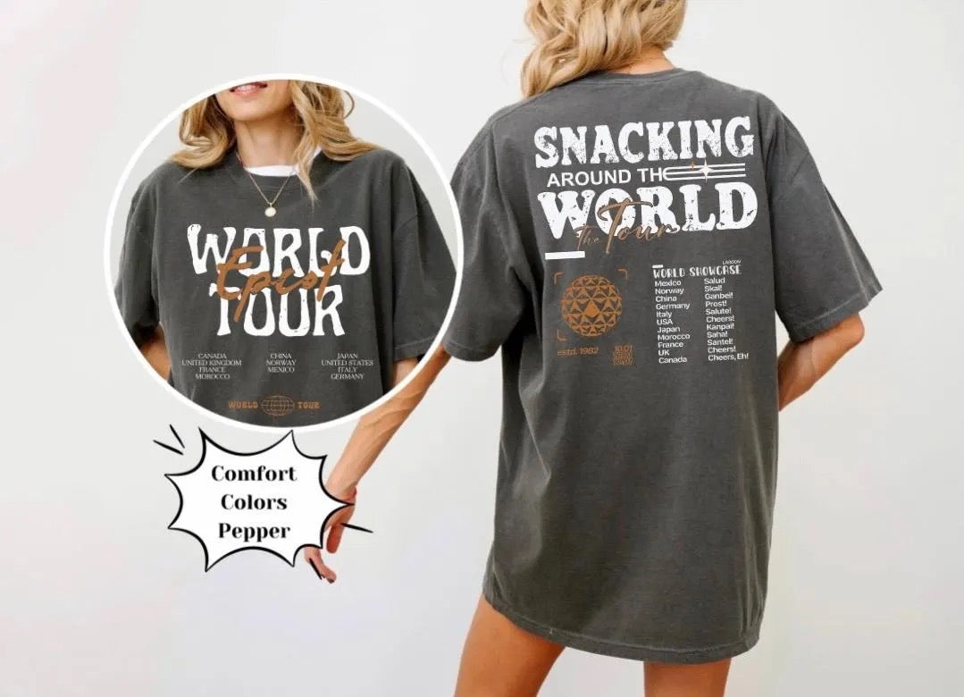 Snack Around Snack The World Theme Park Shirt, Magic Mouse World Tour Shirt, Comfort Colors, Bella Canvas